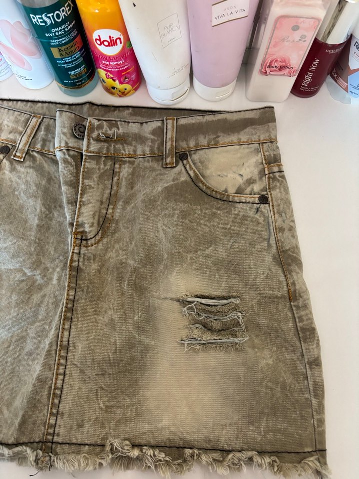 Düğmeli Bohem Salaş Midi Kot Etek - Görsel 3