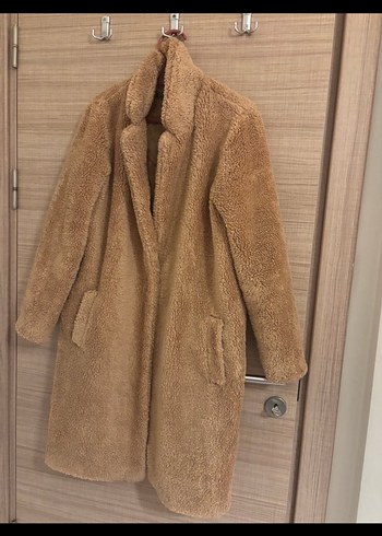 Kahverengi Peluş Midi Kadın Kaban - Görsel 7