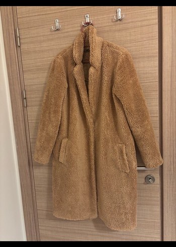 Kahverengi Peluş Midi Kadın Kaban - Görsel 2