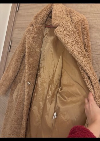 Kahverengi Peluş Midi Kadın Kaban - Görsel 11