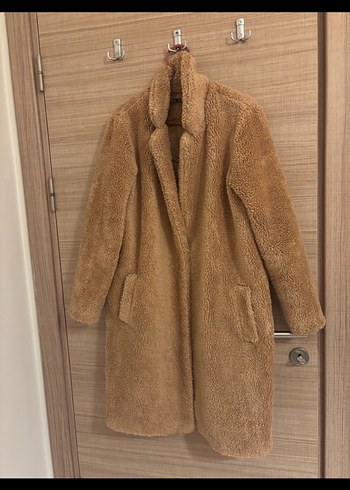 Kahverengi Peluş Midi Kadın Kaban - Görsel 3