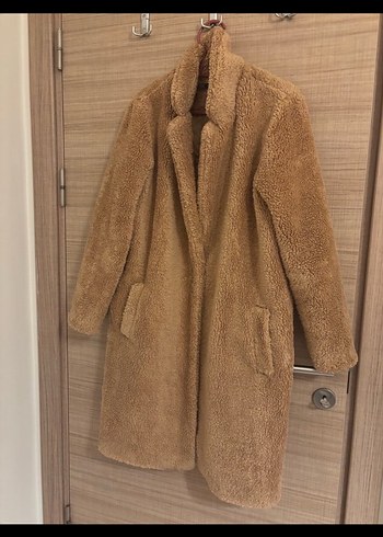 Kahverengi Peluş Midi Kadın Kaban - Görsel 4