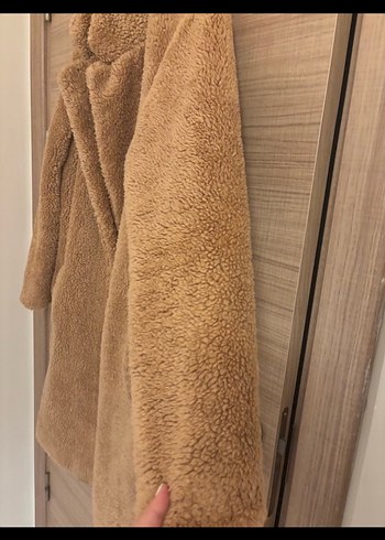 Kahverengi Peluş Midi Kadın Kaban - Görsel 9