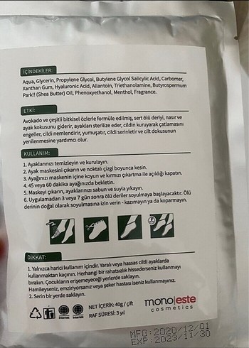 Avokado Kolajenli Kremli Ayak Maskesi - Görsel 2