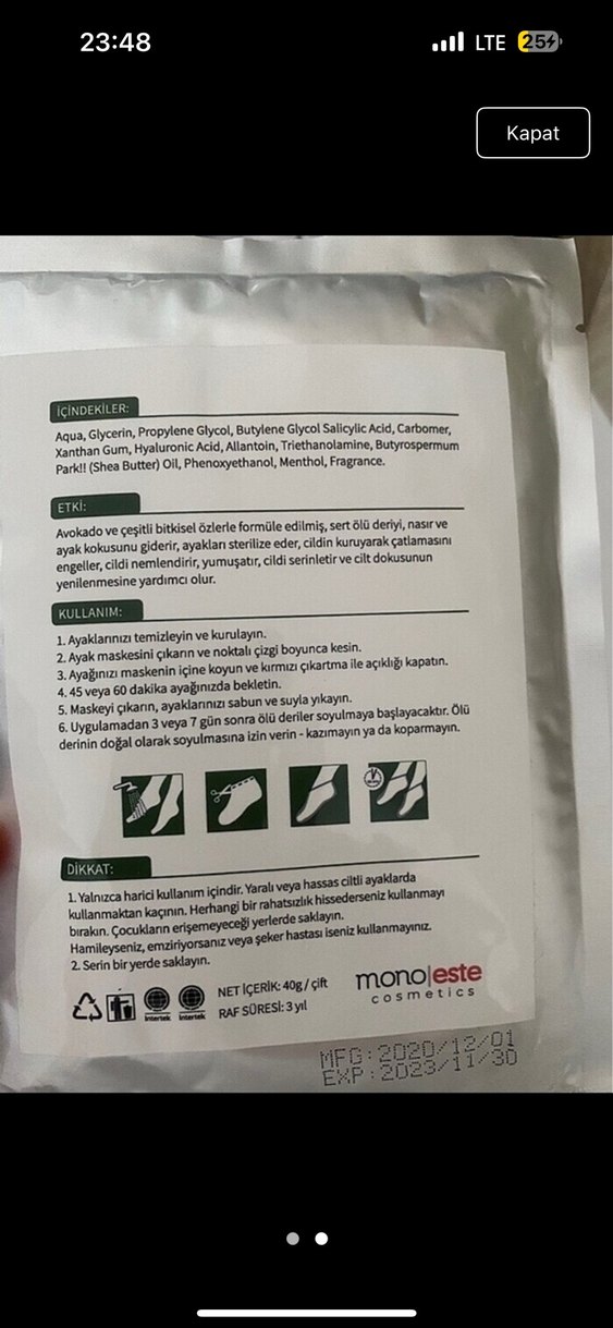 Avokado Kolajenli Kremli Ayak Maskesi - Görsel 2