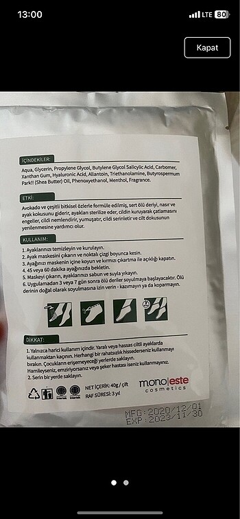 Diğer Ayak Maskesi