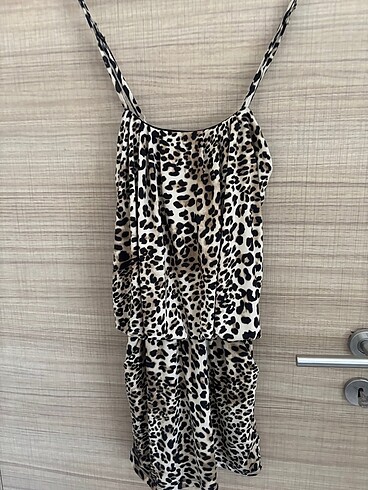 s Beden leoparlı mini elbise