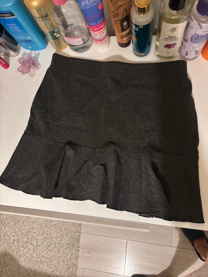 Gri Midi Mudo Eteği Fırfırlı - Görsel 2