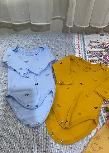 Sarı Triko Kısa Kollu Bebek Body - Görsel 2