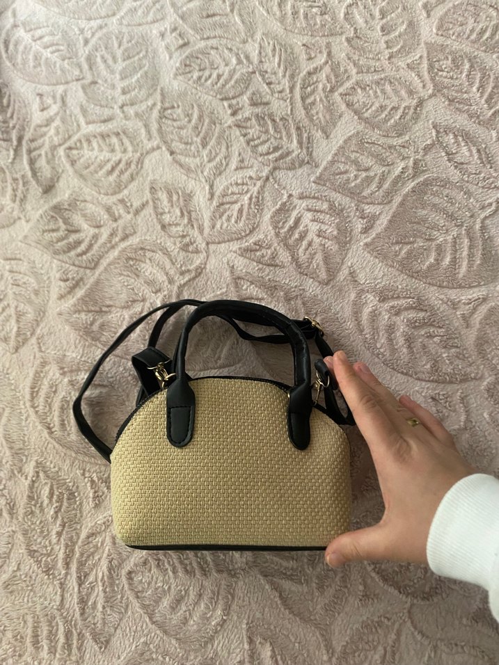 Bej Örgü Detaylı Bohem Kadın Çanta - Görsel 4