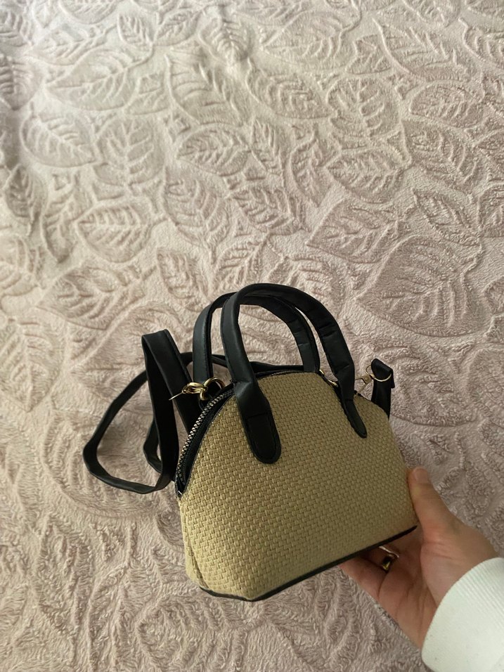 Bej Örgü Detaylı Bohem Kadın Çanta - Görsel 3