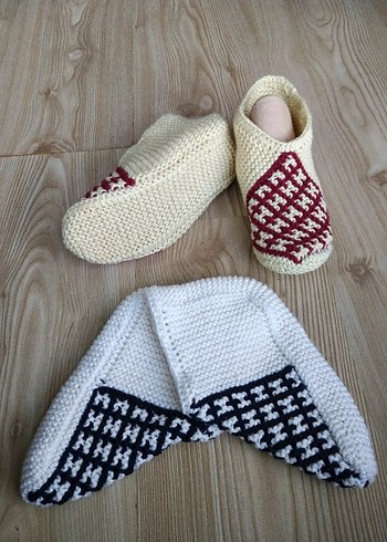 Yün El Örgüsü Kadın Patik. - Görsel 10