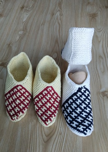 Yün El Örgüsü Kadın Patik. - Görsel 9