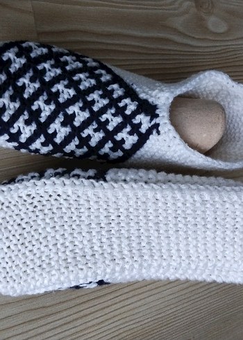 Yün El Örgüsü Kadın Patik. - Görsel 4