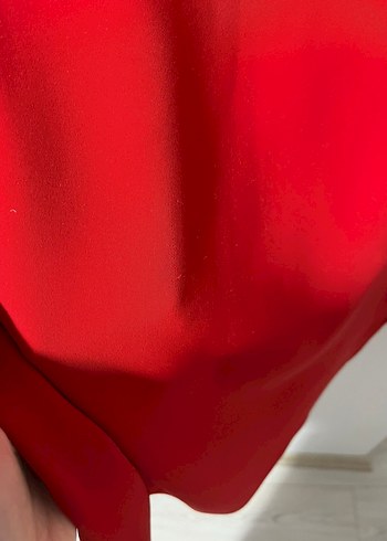 Uzun Kollu Kırmızı Mini Elbise - Görsel 6