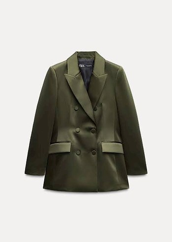 Zara Haki Saten Blazer Ceket