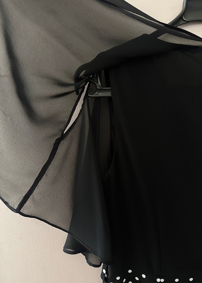 Ekol Puantiyeli Üstü Tüllü Elbise - Görsel 3