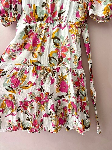 Shenaz Çiçek Desenli Kısa Kollu Günlük Elbise - Görsel 5