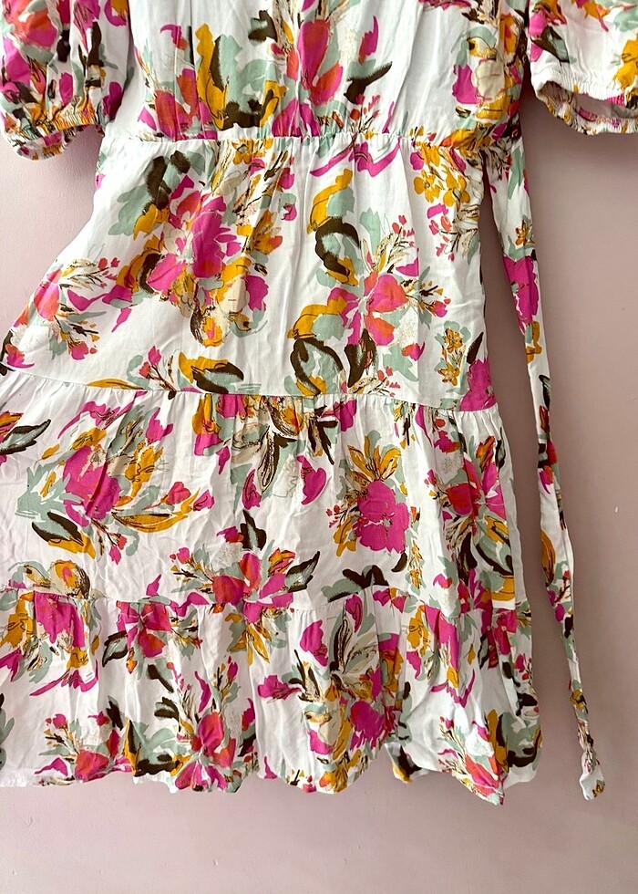 Shenaz Çiçek Desenli Kısa Kollu Günlük Elbise - Görsel 5