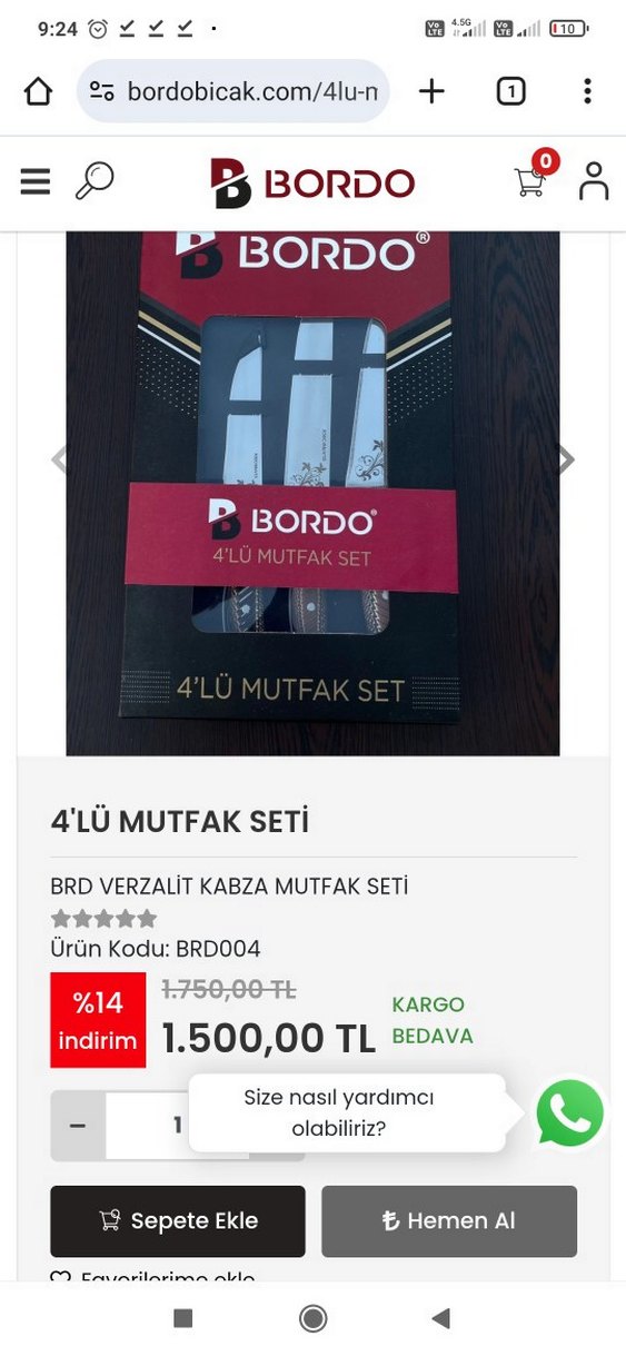 Bordo 4'lü Mutfak Bıçak Seti - Görsel 4