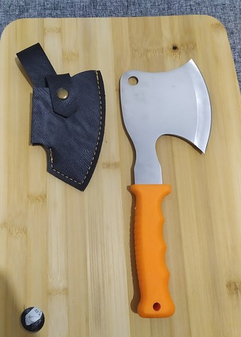 Cavit İnox Paslanmaz Çelik Turuncu Saplı Mini Balta ve Kılıfı - Görsel 3