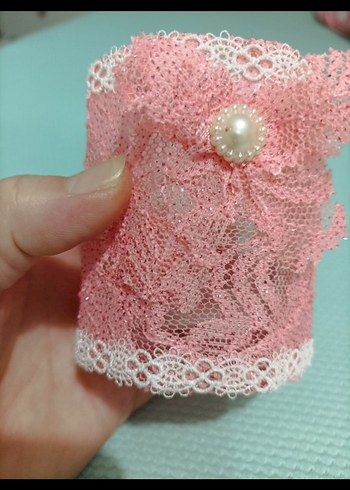 Pembe Dantel İşlemeli Kız Aksesuarı - Görsel 2