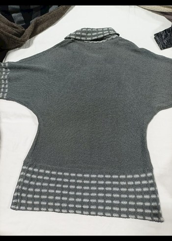 Gri Triko Kadın Hırka Midi Boy - Görsel 2