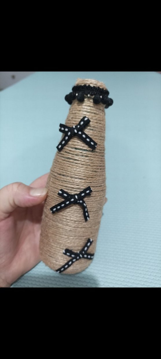 El Yapımı Kahverengi Hasır Vazo - Görsel 2