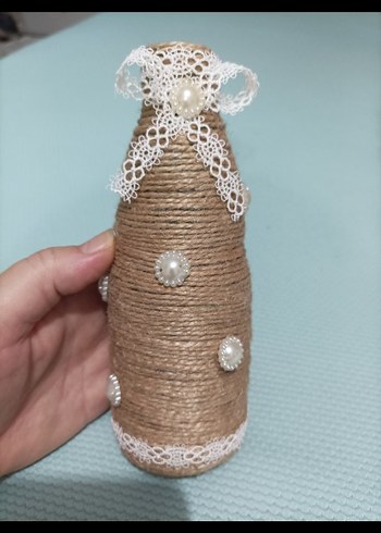 İnci ve Dantel Detaylı Bej Vazo - Görsel 2