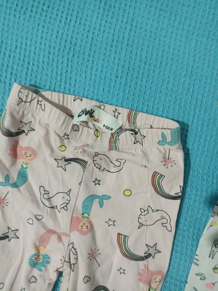 Kız Çocuk Çok Renkli Pamuklu Desenli Tayt - Görsel 2