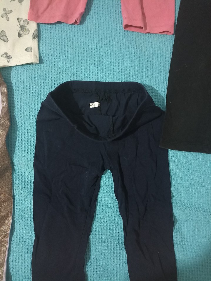 Kız Çocuk Elastik Bel Pamuklu Tayt Seti - Görsel 5