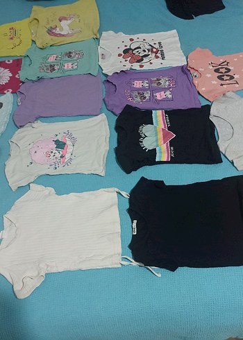 Kız Çocuk Çok Renkli Baskılı Kısa Kollu Tişört - Görsel 3