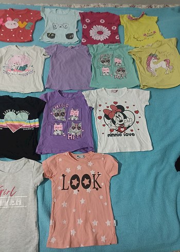 Kız Çocuk Çok Renkli Baskılı Kısa Kollu Tişört - Görsel 2