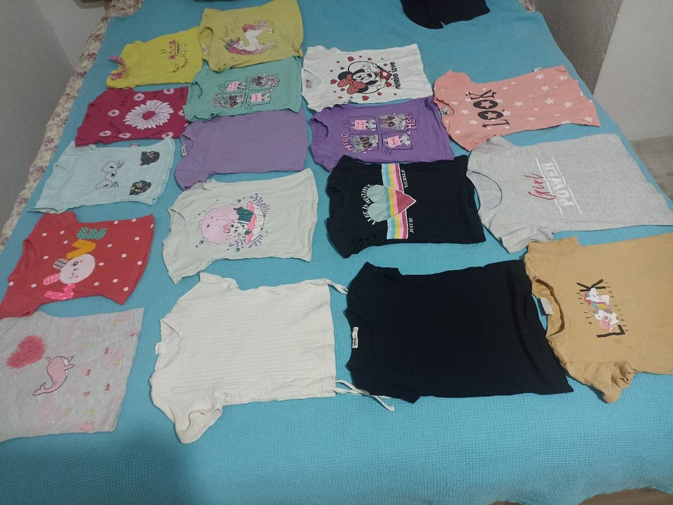 Kız Çocuk Çok Renkli Baskılı Kısa Kollu Tişört - Görsel 3