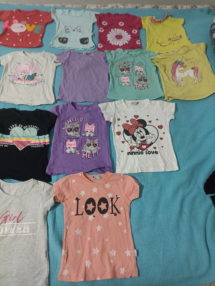 Kız Çocuk Çok Renkli Baskılı Kısa Kollu Tişört - Görsel 2