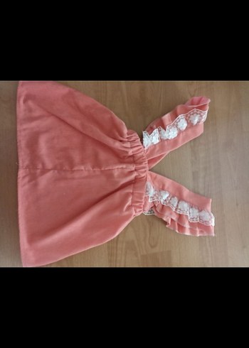 Diğer Pembe Nakışlı Fırfırlı Kız Elbisesi
