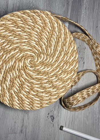 Hasır El Yapımı Yuvarlak Kadın Çanta - Görsel 4