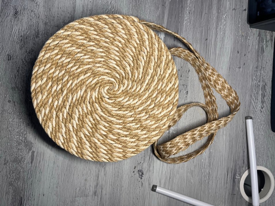 Hasır El Yapımı Yuvarlak Kadın Çanta - Görsel 4