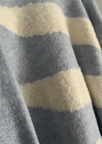 Gri Zebra Desenli Örgü Kadın Kazak - Görsel 2