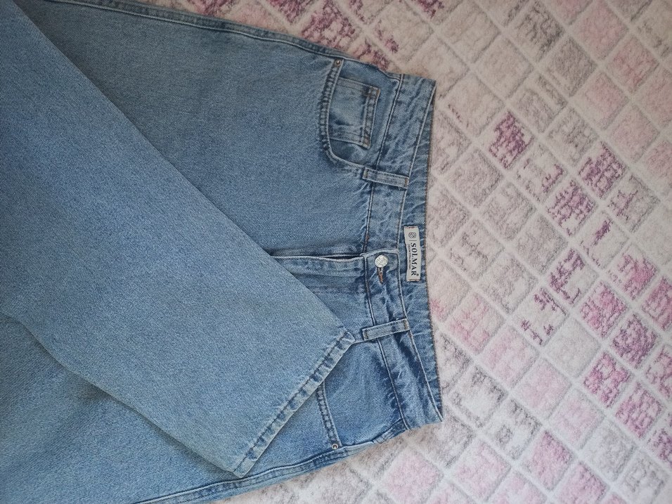 Mavi Yüksek Bel Rahat Kesim Kadın Jean - Görsel 2