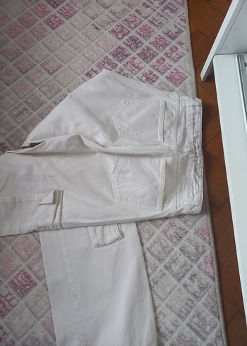 28 Beden beyaz Renk Beyaz Rahat Kesim Kadın Kargo Pantolon