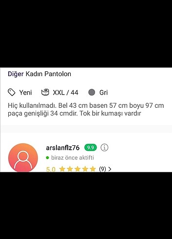 44 Beden Geniş paça pantolon