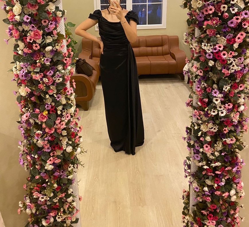 Kısa Kollu Siyah  Elbise - Görsel 2