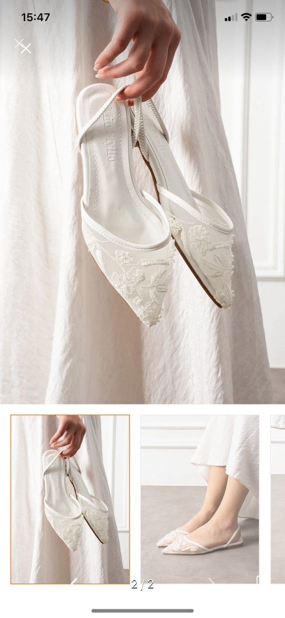 Dantel Detaylı Beyaz Stiletto Kadın Abiye Ayakkabı - Görsel 2