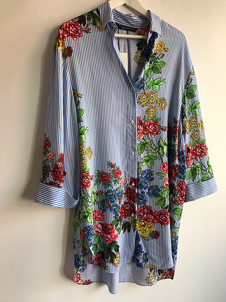 xs Beden çeşitli Renk Çiçek desenli gömlek elbise