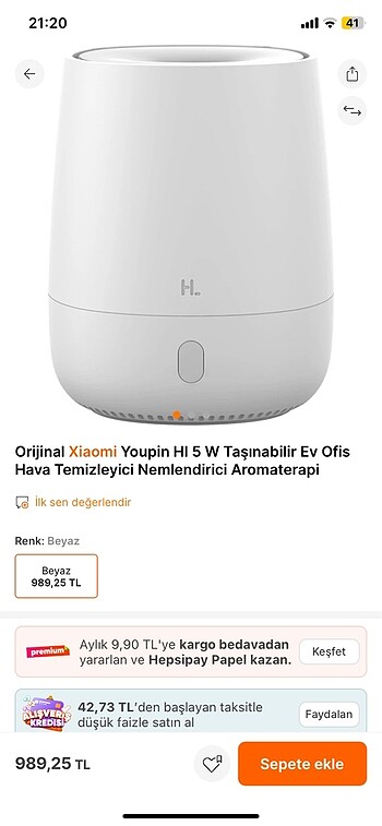 Xiaomi hava nemlendirici aroma difüzör