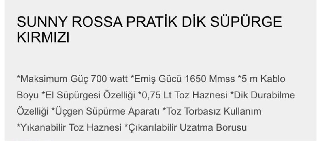 Beden Renk Sunny rossa pratik dik süpürge