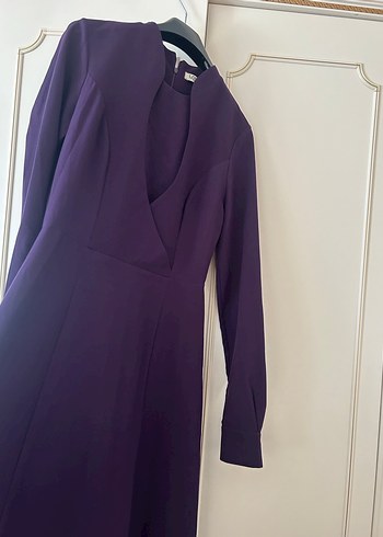 Uzun Kollu Mor Drapeli Kadın Elbise - Görsel 5