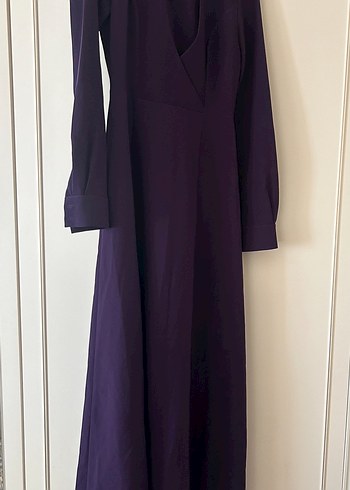 Uzun Kollu Mor Drapeli Kadın Elbise - Görsel 9