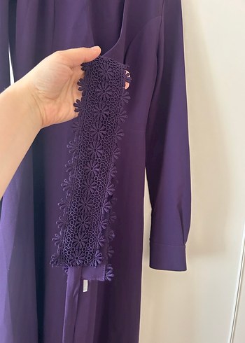 Uzun Kollu Mor Drapeli Kadın Elbise - Görsel 3